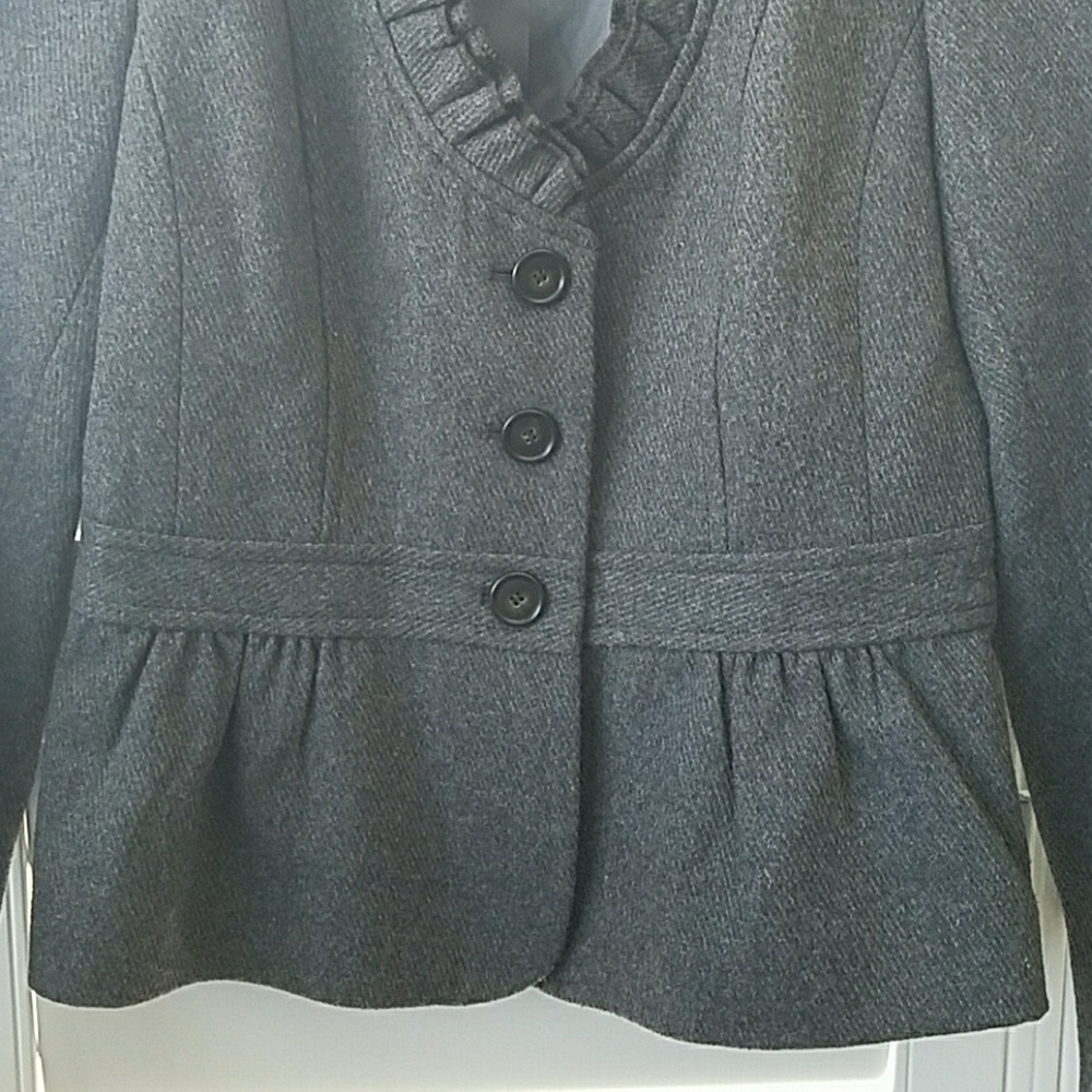 Loft Gray Ruffle Blazer - Picture 3 of 6